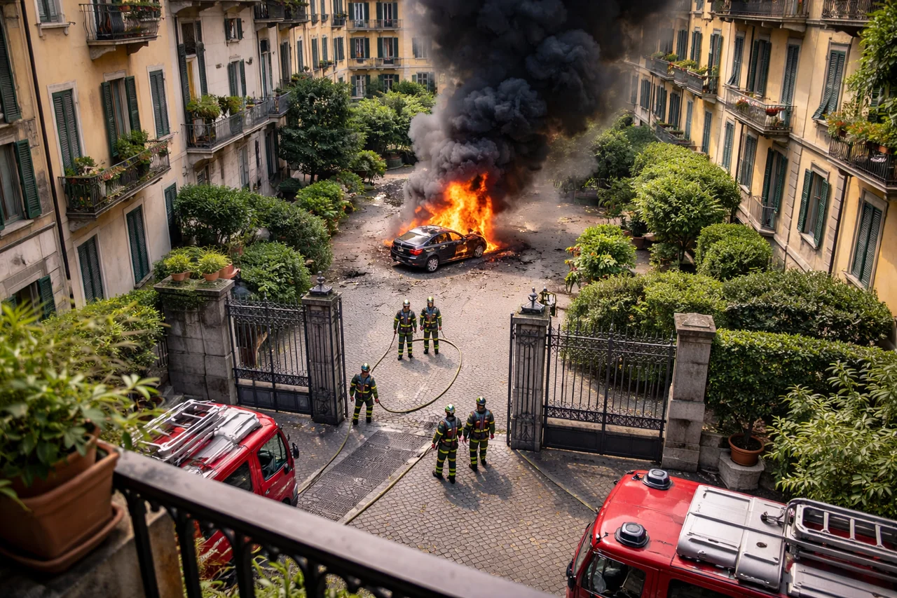 Corviale: Fiamme divorano sette auto in via Ettore Ferrari